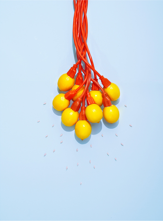 lemons, yellow, power, cords