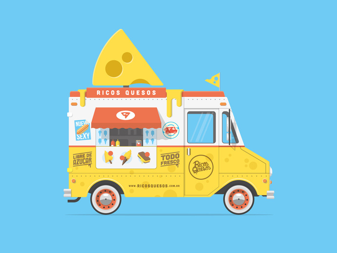 Ricosquesos foodtruck #truck #bright #colourful #vehicles #illustration #cartoon