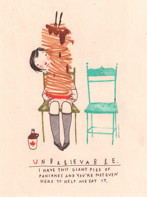 this isn't happiness™ photo caption contains external link #pancakes #chair #eat #loneliness #illustration