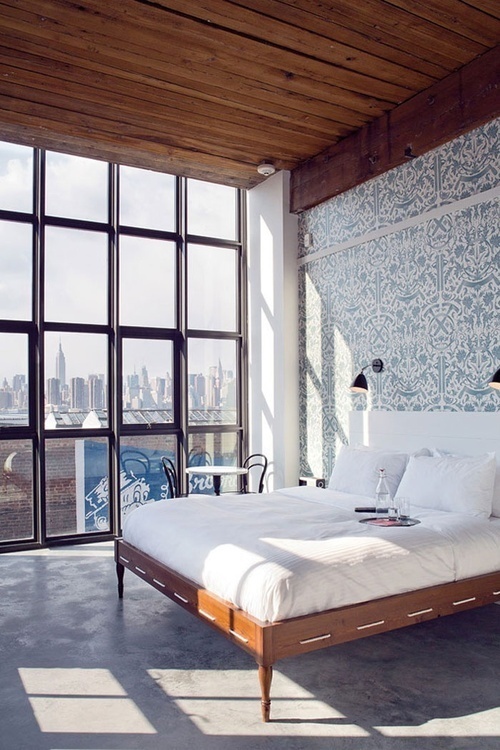 CJWHO ™ (Wythe Hotel room in Brooklyn) #white #room #design #bedroom #interiors #window #luxury #bed #york #brooklyn #new