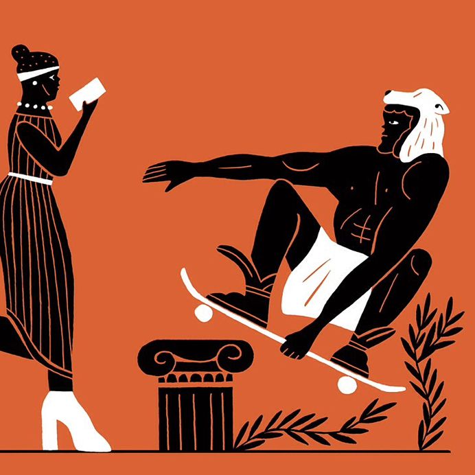 Grecs plus ultras ! Illustration pour @vanityfairfrance #grece🇬🇷 #yolo #indygrab #skate #selfie #illustration