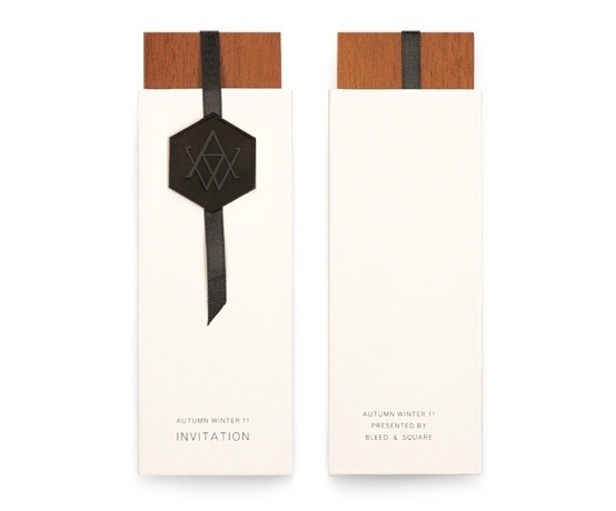 Autumn Winter 11 Invitation | Bleed Design #invitation #bleed #seal #wood #monogram #ribbon #vertical
