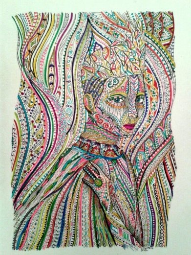 Tilda Swinton by Nadja Christin #drawing #illustration #portrait #tildaswinton #actress #colors #colorful