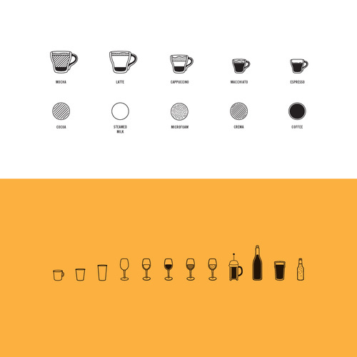 Drinks by Matt Lawson Design #beer #drink #icons #wine #glass #illustration #mug #coffee #cup