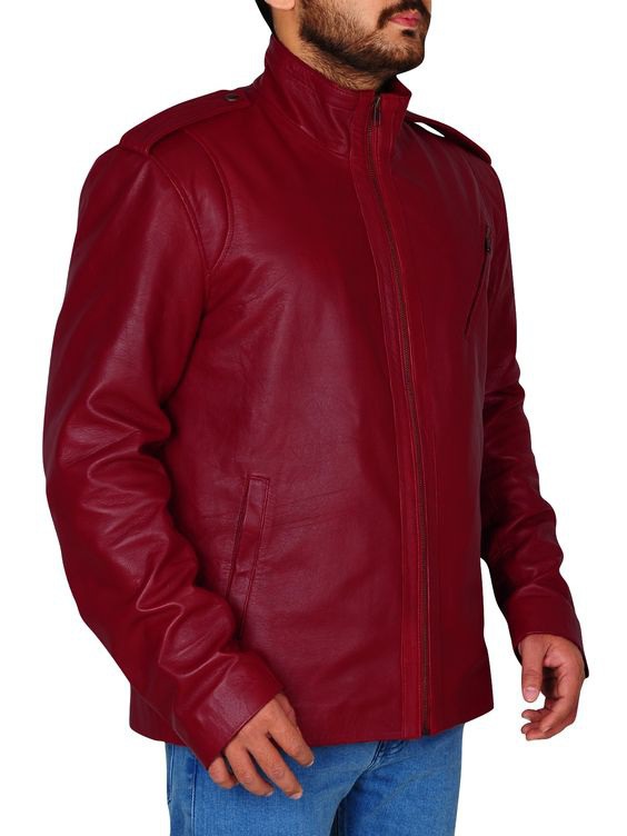 Men's Fashion Red Blood Slim Leather jacket With Awesome Look! Here topleatherjackets.com providing you Red Slim Fit Jacket for men's in Affordable Price. #MenFashion #LifeStyle #LeatherJacket #SlimFit