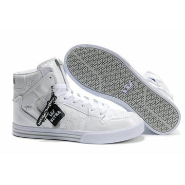 Leather Supra Vaider TUF Men Skate Shoes with All White #shoes