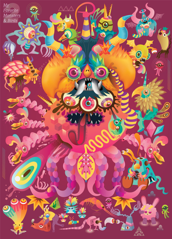 monster and birds #illustration #poster