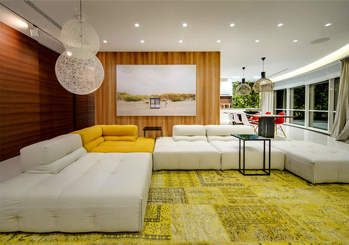 Moscow Apartment Created for a Young Family open plan living area #interior #sofa #design #living #decor #home #room