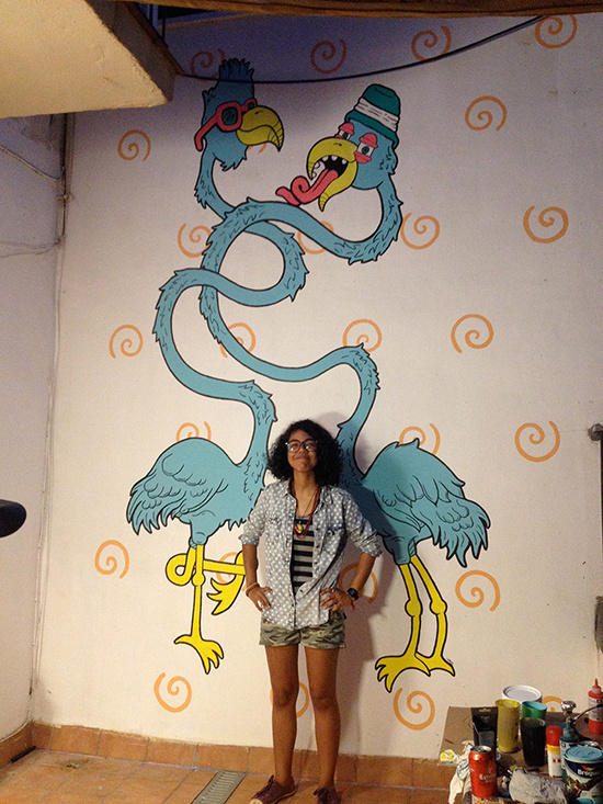 "Mural Flamingows" by Molly Yllom #illustration #character #design #mural #painting