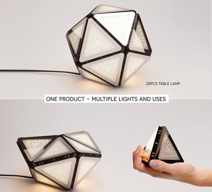 SMARTBUNCH: Modular Lighting - IPPINKA The SMARTBUNCH employs 101mm triangular lighting devices that are long-lasting and energy-saving LED light units. They are referred to as light units because they are more than just lightbulbs or lighting fixtures. They are lightbulbs, lighting fixtures, lamps, chandeliers, candles, torches, and more all wrapped into one.