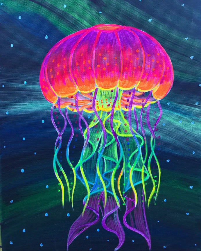 easy jellyfish painting & jellyfish paint by numbers #painting