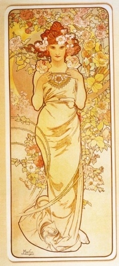 The Flowers, Rose by Alphonse Mucha #illustration #mucha #painting #flowers