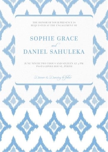 Subtle Blue Ikat - Engagement Invitations #paperlust #weddinginvitation #weddinginspiration #weddingstationery #engagement #engagementinvit