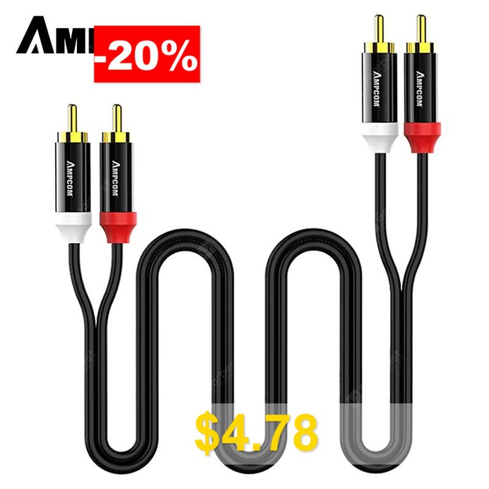 AMPCOM #2RCA #to #2 #RCA #Male #to #Male #Audio #Cable #Gold #Plated #Copper #Core #for #Home #Stereo #Receiver