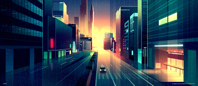 Brilliant Digital Illustrations of a City by Night – by Romain Trystram #city #illustration #romaintrystram