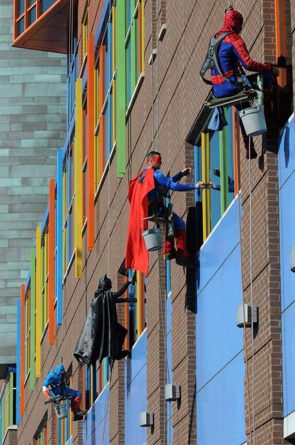 Superhero window washers #superhero #hero #wash #window #children