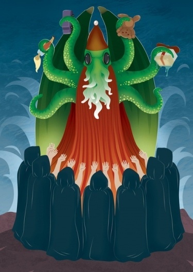 Cthulhu Santa - Society6 #santa #robin #levy #illustration #art #cartoon #cthulhu