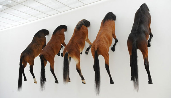 maurizio cattelan's 5 horses at fondation beyeler #horse
