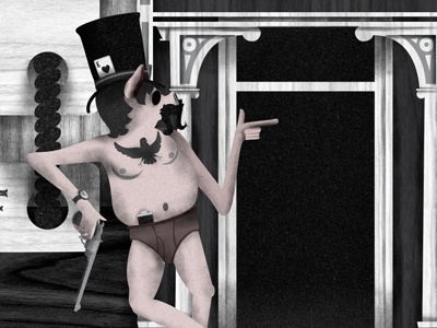 Dribbble - Gambl'n and Lose'n by Michael Jeter #armed #gun #top #pig #the #illustration #hat #well