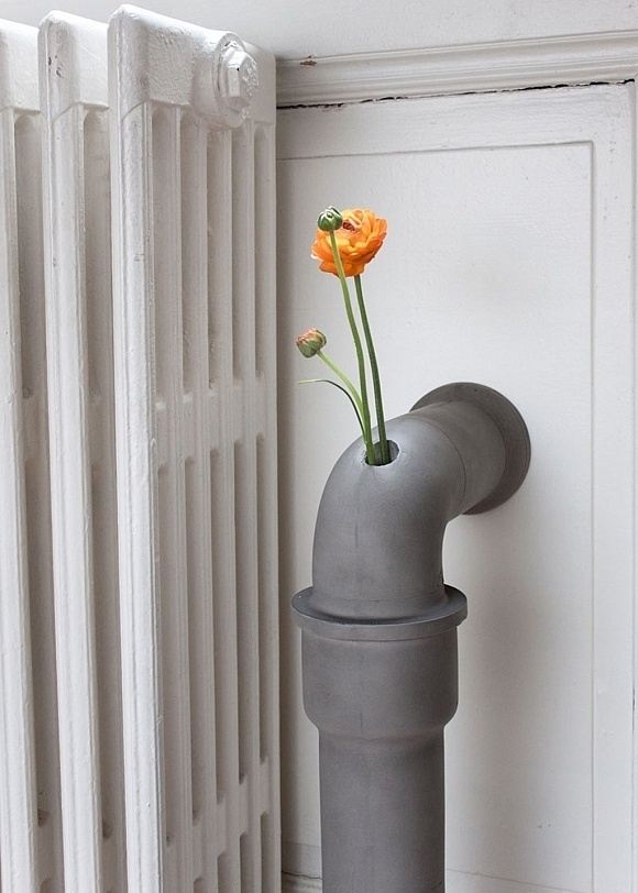 Concrete pipes #accessories #vase #concrete #home #functional
