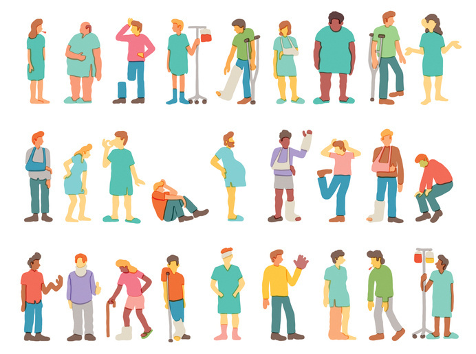A bunch of sick people for Bloomberg Businessweek. #human #illustration #character #people