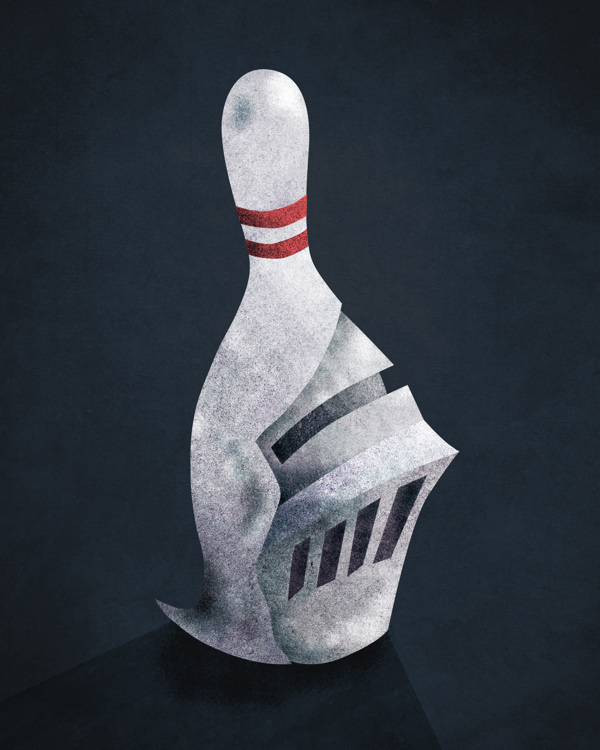 The Chivalrous Pin on Behance by Alex Felter #chivalrous #helmet #bowling #pin #knight