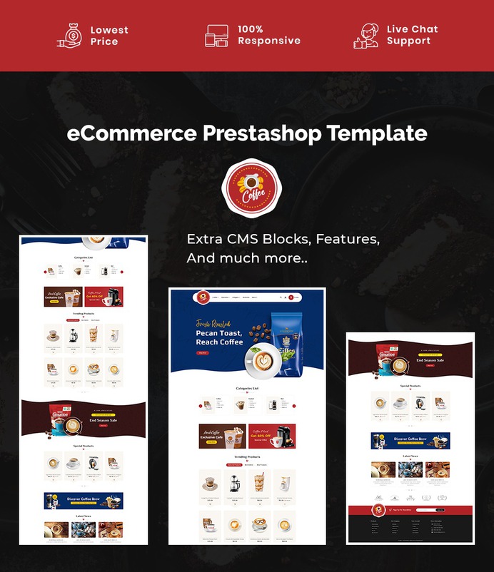 #Coffee #Brew - #Sweets & #Dairy #Drinks - #Prestashop #Responsive #Theme | #TemplateTrip #eCommerce #Website #Design #Template