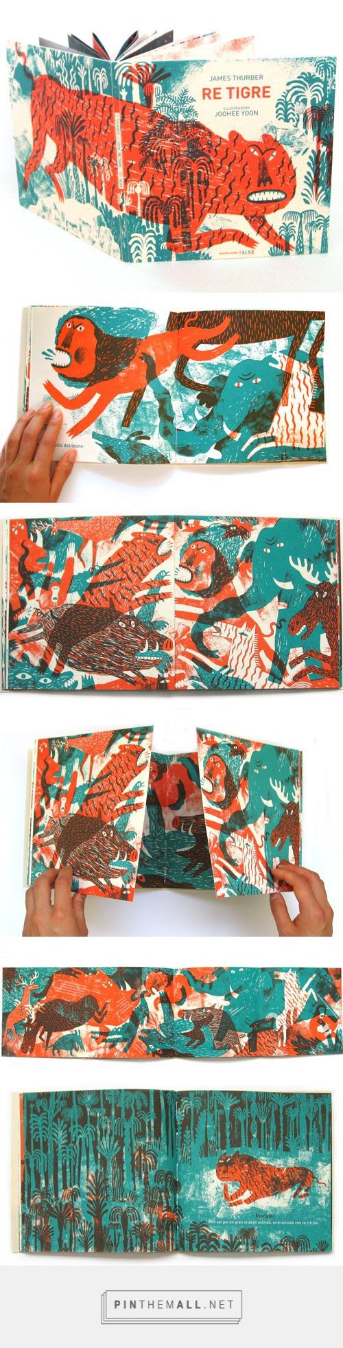 the colour use: greens with red/orange. the combination of a cold and warm colour and the use of both when they overlap.