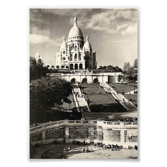 Sacré Coeur vintage black and white Photo Print