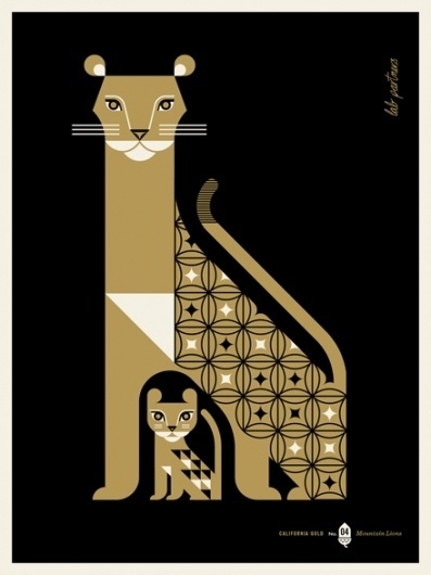 LP_CA_Gold_MountainLions_small.jpg 440×587 pixels #illustration #poster #animals
