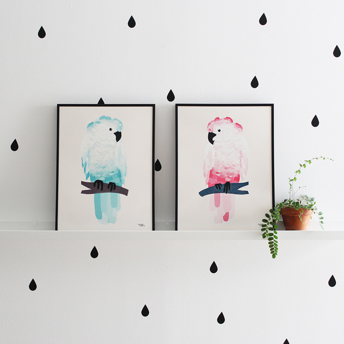 #nordic #design #graphic #illustration #danish #bright #simple #nordicliving #living #interior #kids #room #poster #cockatoo #bird #green