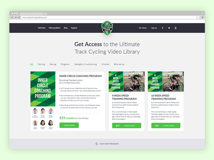 Video library section with a card layout and a filtering system at the top. #filter #library #video #website #card #sports