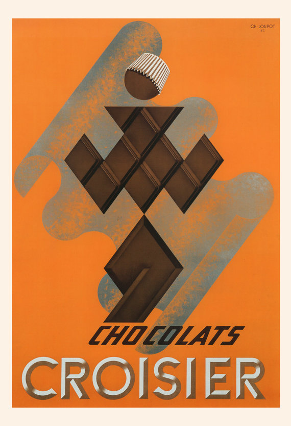 VINTAGE CHOCOLATE POSTER Croisier Chocolate Ad Chocolate