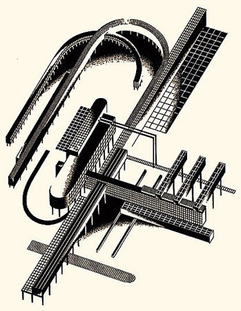 The sun as the expression of old world energy is torn down from the... - but does it float #el #constructivism #lissitzky #yakov #chernikov #architecture #drawing