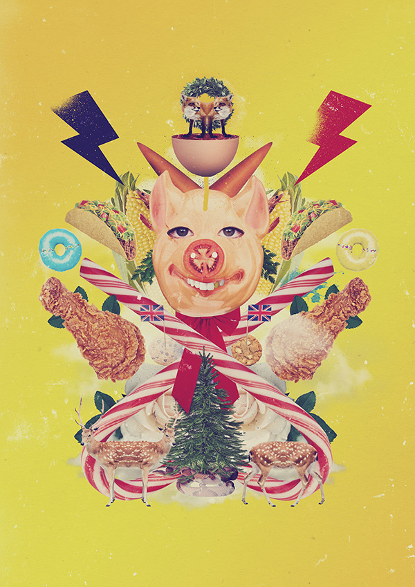 Christmas card 2014 on Behance #design #graphic #food #christmas #collage