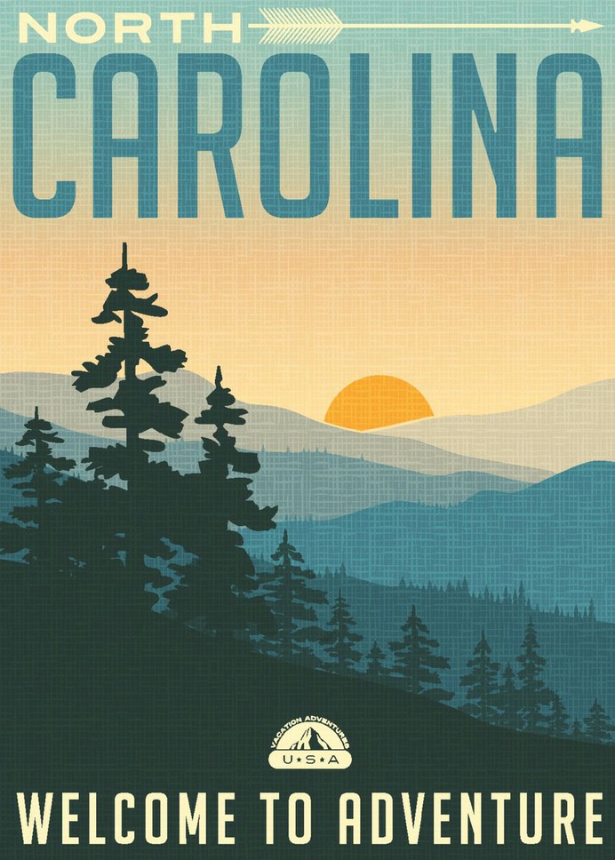 "North Carolina " Poster Print on metal by Sam Kal