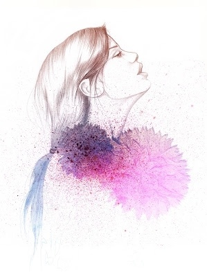 Lítill Blóm #sexy #hand #illustration #aquarell #drawn #fashion #drawing #female