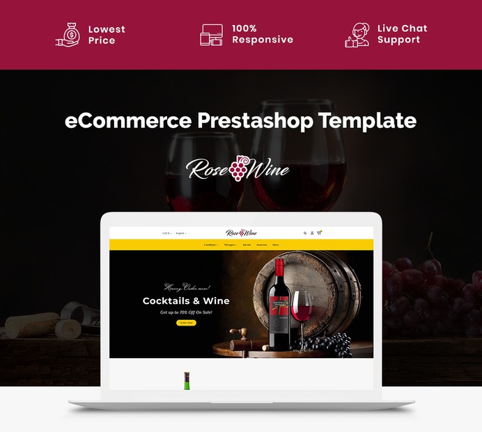 #Rose #Wine & #Drinks Store - #Prestashop #Responsive #Theme #eCommerce #Website #Design #Template