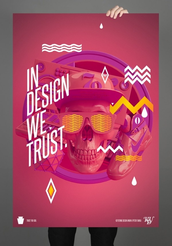 In design we trust 03. on the Behance Network #pink #poster #skull #awesome #typography