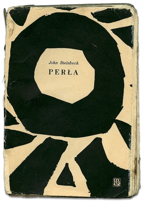 Książki z naszej półki » Perła | John Steinbeck #modern #design #bold #book #black #cover #shape #brush #modernism