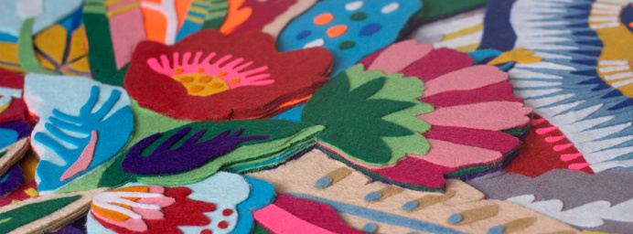 "tropicaliente" detail - felt art by Lhama. www.lhama.net #felt #art #lhama #handmade
