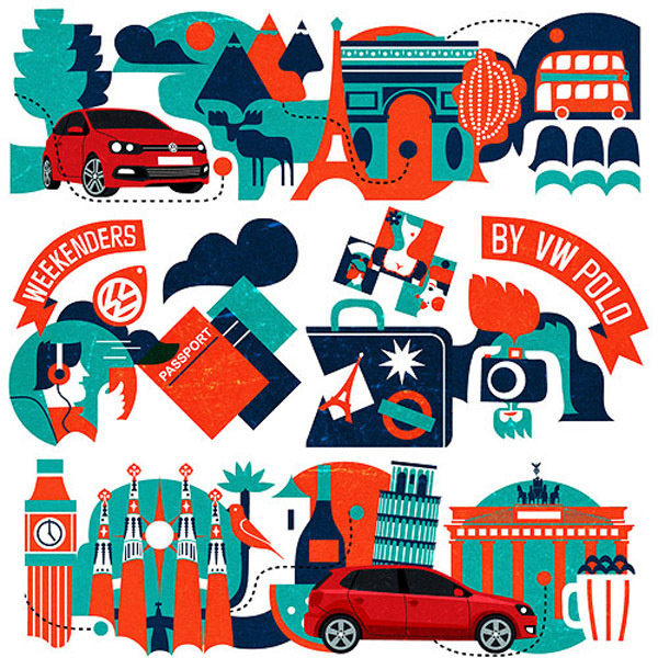 VW Europe illustrations #vw #illustration #design #car