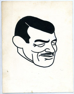 Clark Gable. caricature dessinée par René Goscinny entre 1950 et 1954 pour l'hebdomadaire belge Le Moustique.