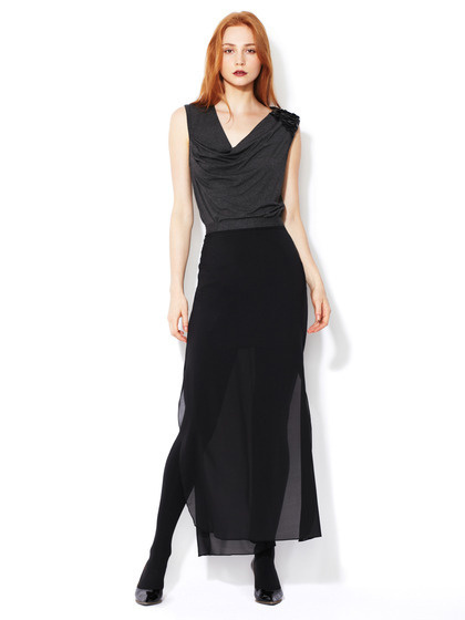 Robert Rodriguez Double Layer Silk Maxi Skirt #fashion #skirt #black