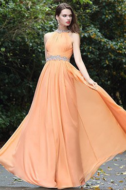eDressit Sexy Halter Orange Beaded Occasion Dress (00171110)