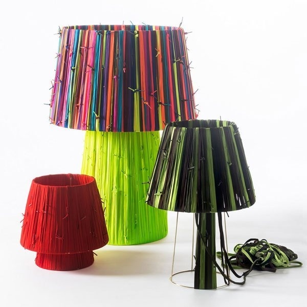 The result of the Shoelace Lamp project is a technicolor array of beautiful and one-of-a-kind lamps! #lamp #modern #lifestyle #design #home #product #industrial #style