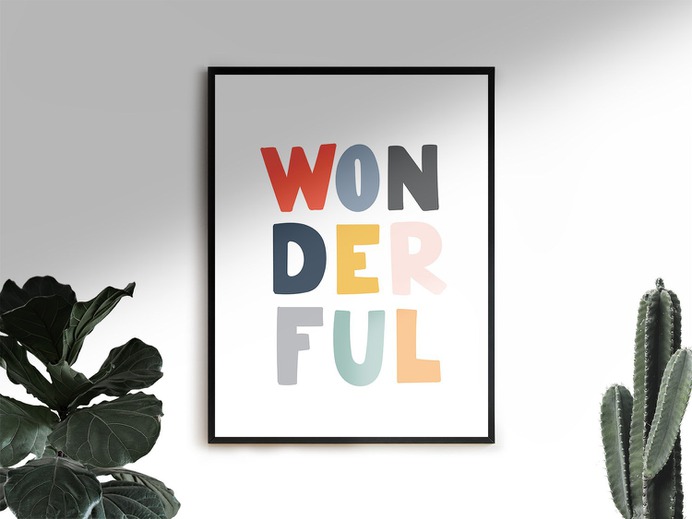 Colorful Wonderful Text Nursery Kids Wall Art – Pikstok