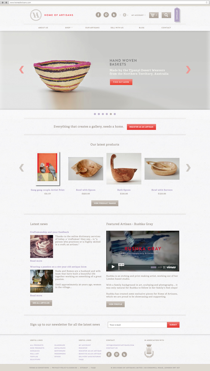 Home of Artisans Branding and website design