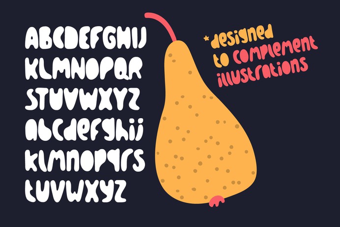 Spilled Ink is a handwritten typeface designed to complement illustrations. Inspired by the idea of spilled ink that spreads and fills the shape of letters. Therefore, the symbols do not have sharp corners and looks smooth, soft and cute. Spilled Ink is intended for use in headlines, so lowercase have the same height as uppercase, allowing them to be used as alternates. Make your stories fabulous with Spilled Ink!