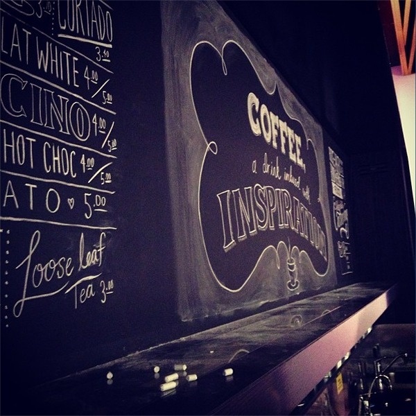 Chalkboard for Mojo Coffee. #rendered #amazing #white #inspiraion #black #chalk #chalkboard #coffee #type #hand #typography